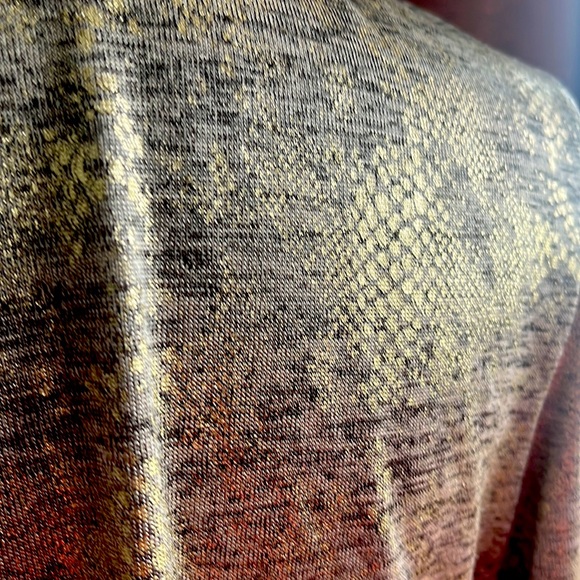 Calvin Klein Long Sleeve Gold Metallic Waterfall Cascading Flyaway Cardigan. - Picture 5 of 10